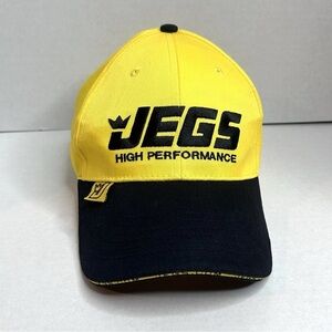 JEGS High Performance Racing Hat Cap Yellow Black Adjustable Strapback Adult